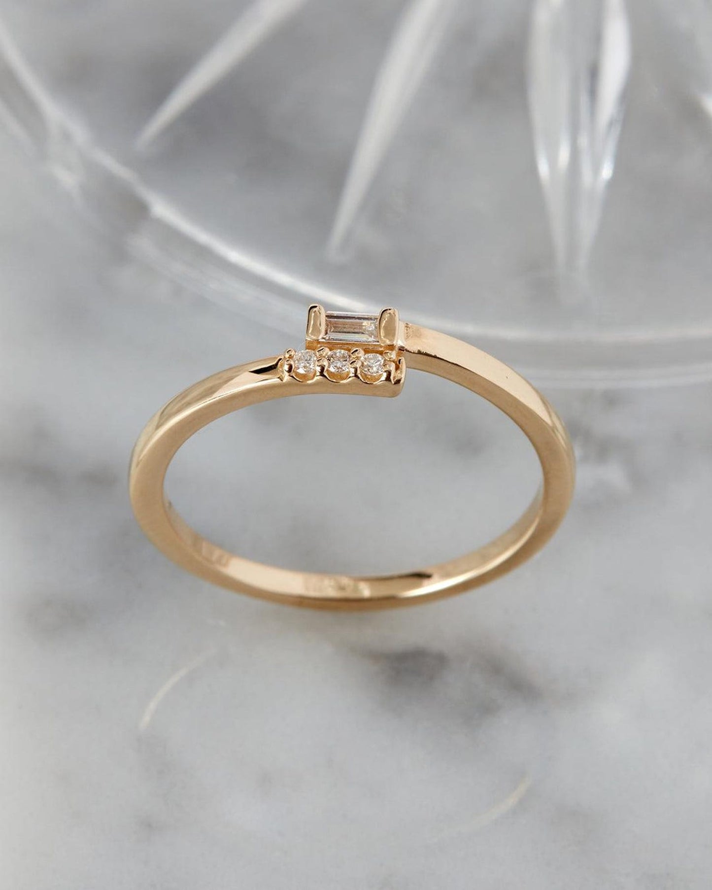 0.20CT Split Baguette & Round Cut Moissanite Half Eternity Stackable Anniversary Wedding Band