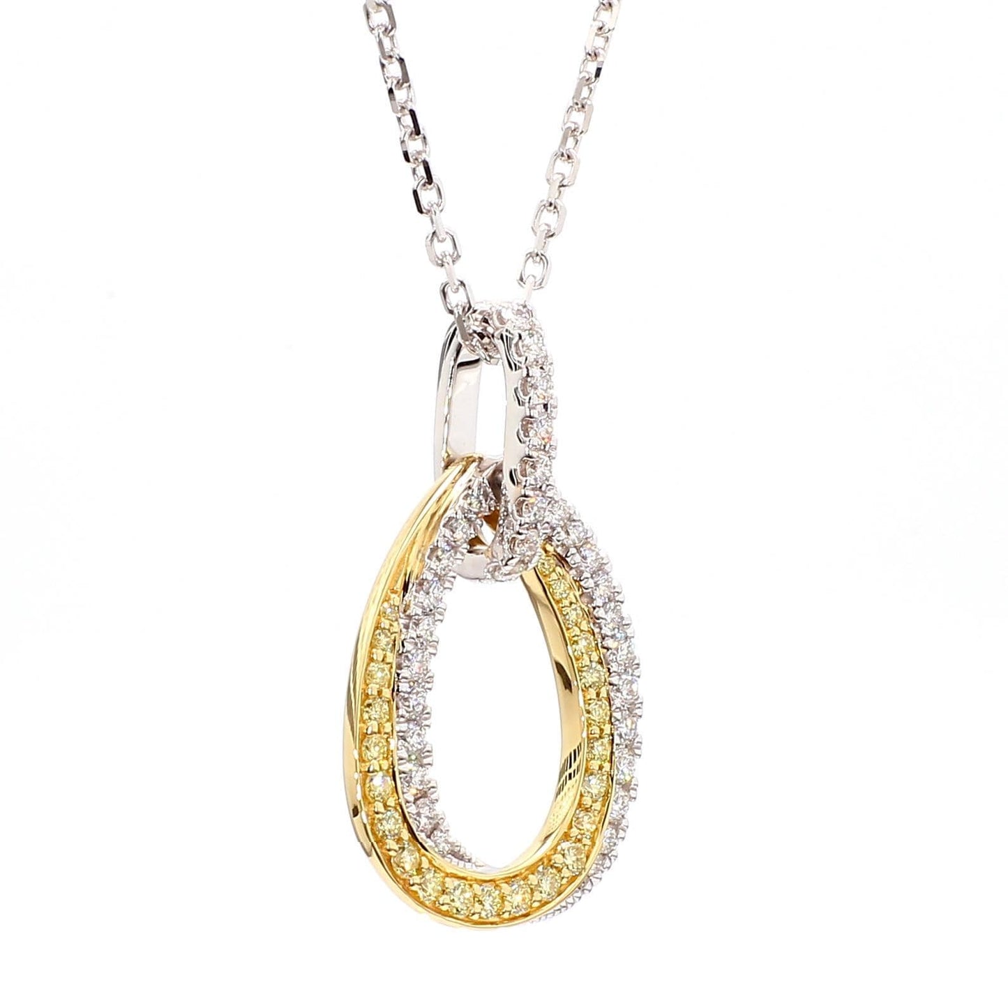 1.00TCW White & Yellow Round Cut Lab Grown Diamond beautiful Drop Circle pendant