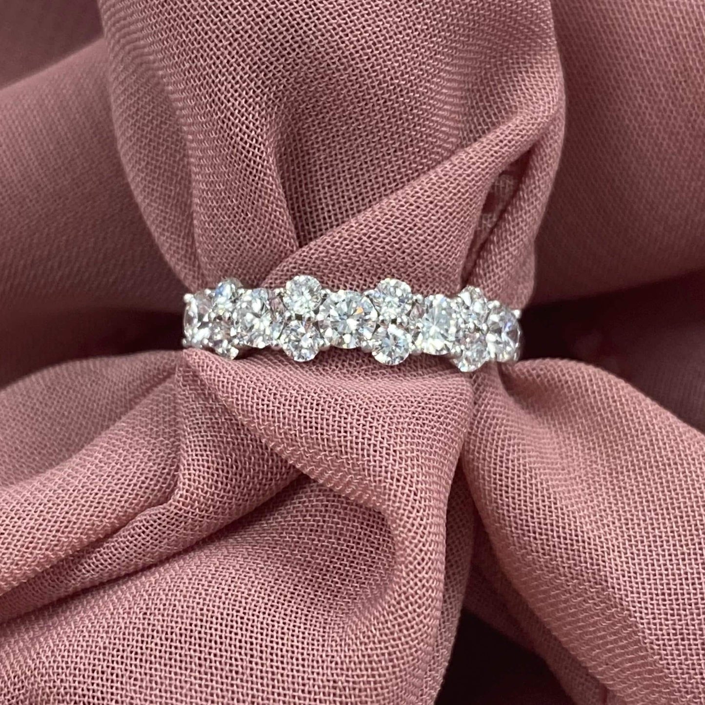 1.10CT Round Cut Moissanite Diamond 13 Stone Anniversary Wedding Band 14KT Gold Ring