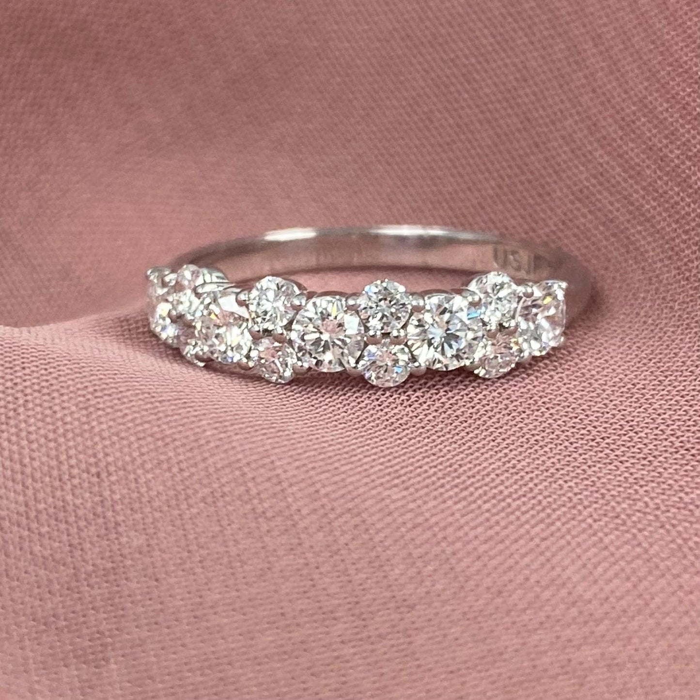 1.10CT Round Cut Moissanite Diamond 13 Stone Anniversary Wedding Band 14KT Gold Ring
