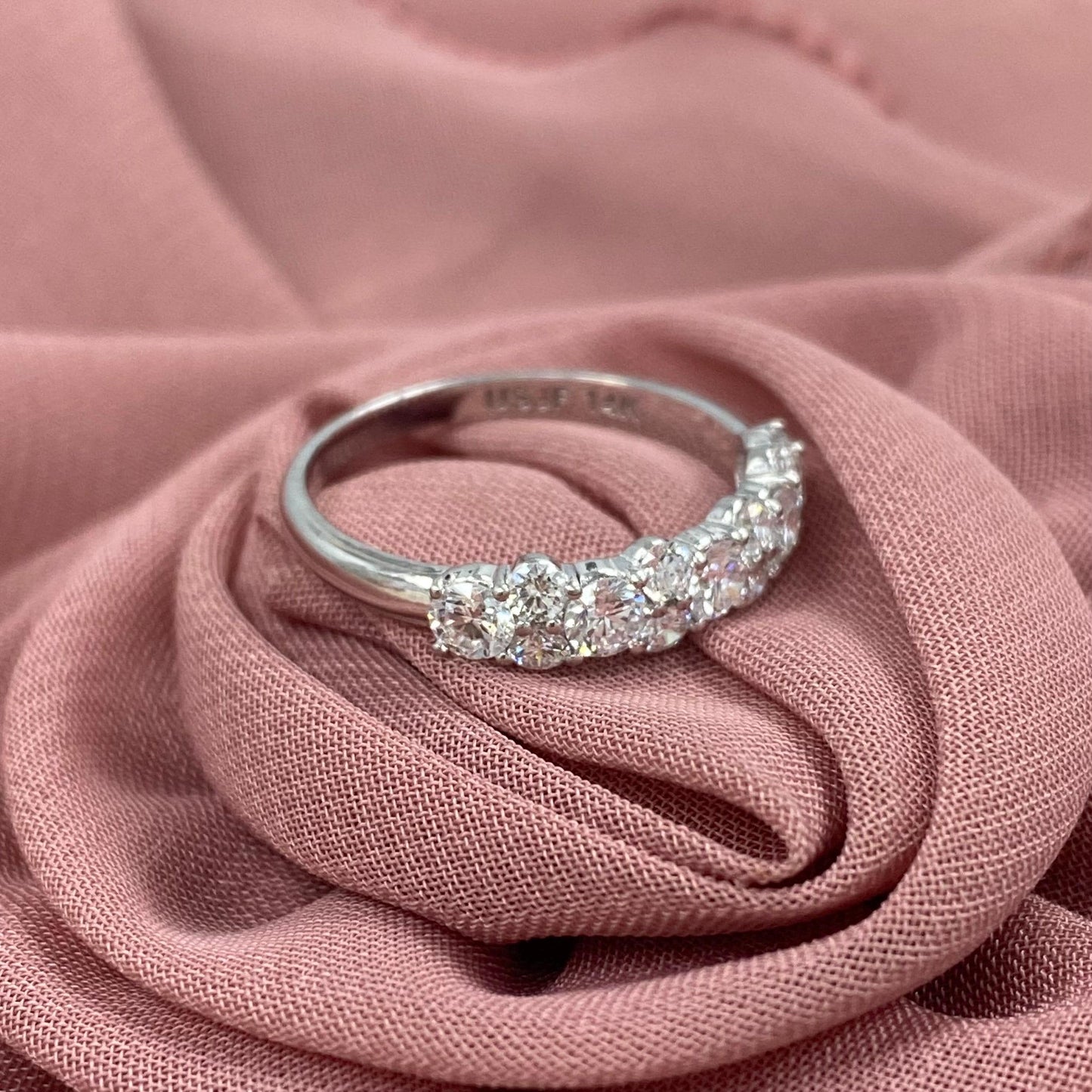 1.10CT Round Cut Moissanite Diamond 13 Stone Anniversary Wedding Band 14KT Gold Ring