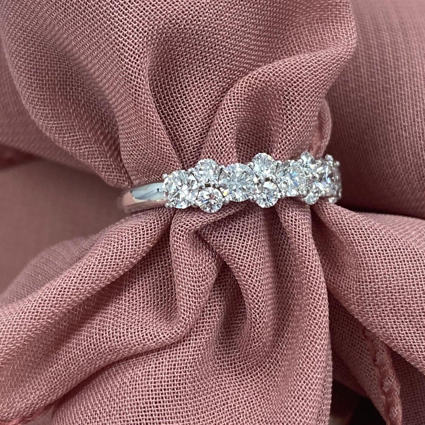 1.10CT Round Cut Moissanite Diamond 13 Stone Anniversary Wedding Band 14KT Gold Ring