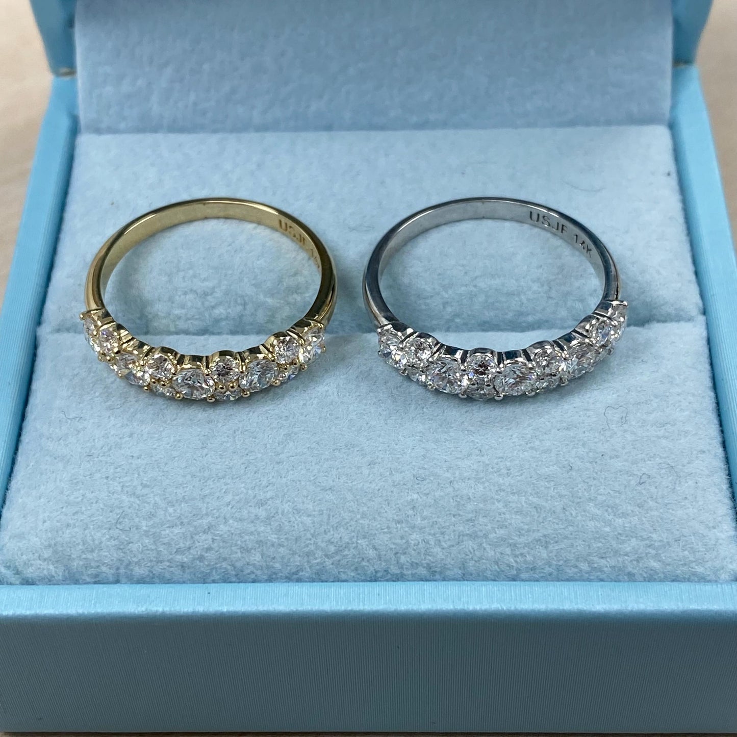 1.10CT Round Cut Lab Grown Diamond 13 Stone Anniversary Wedding Band 14KT Gold Ring