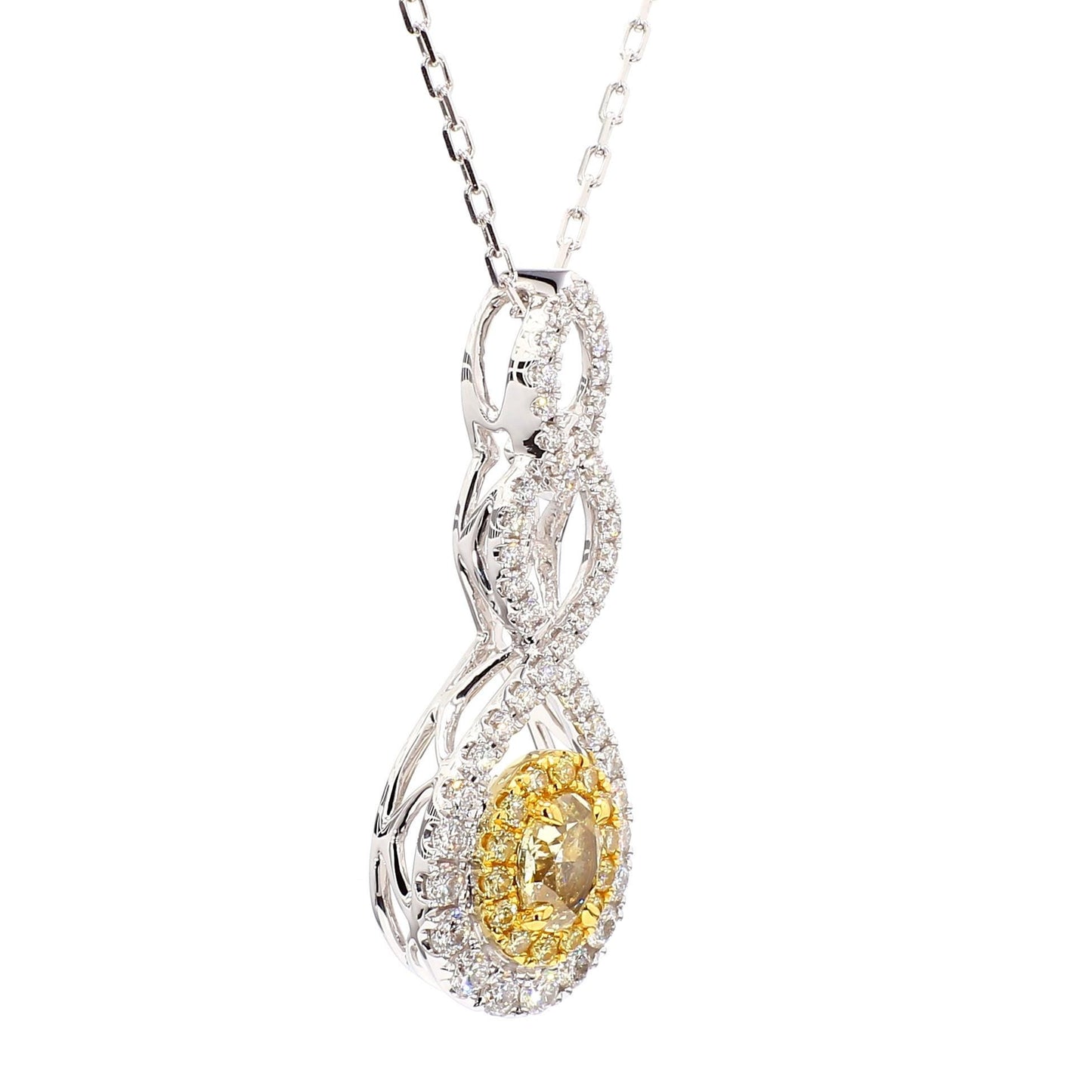 1.30TCW Intense Yellow Oval Cut Lab Grown Diamond Drop Halo beautiful pendant