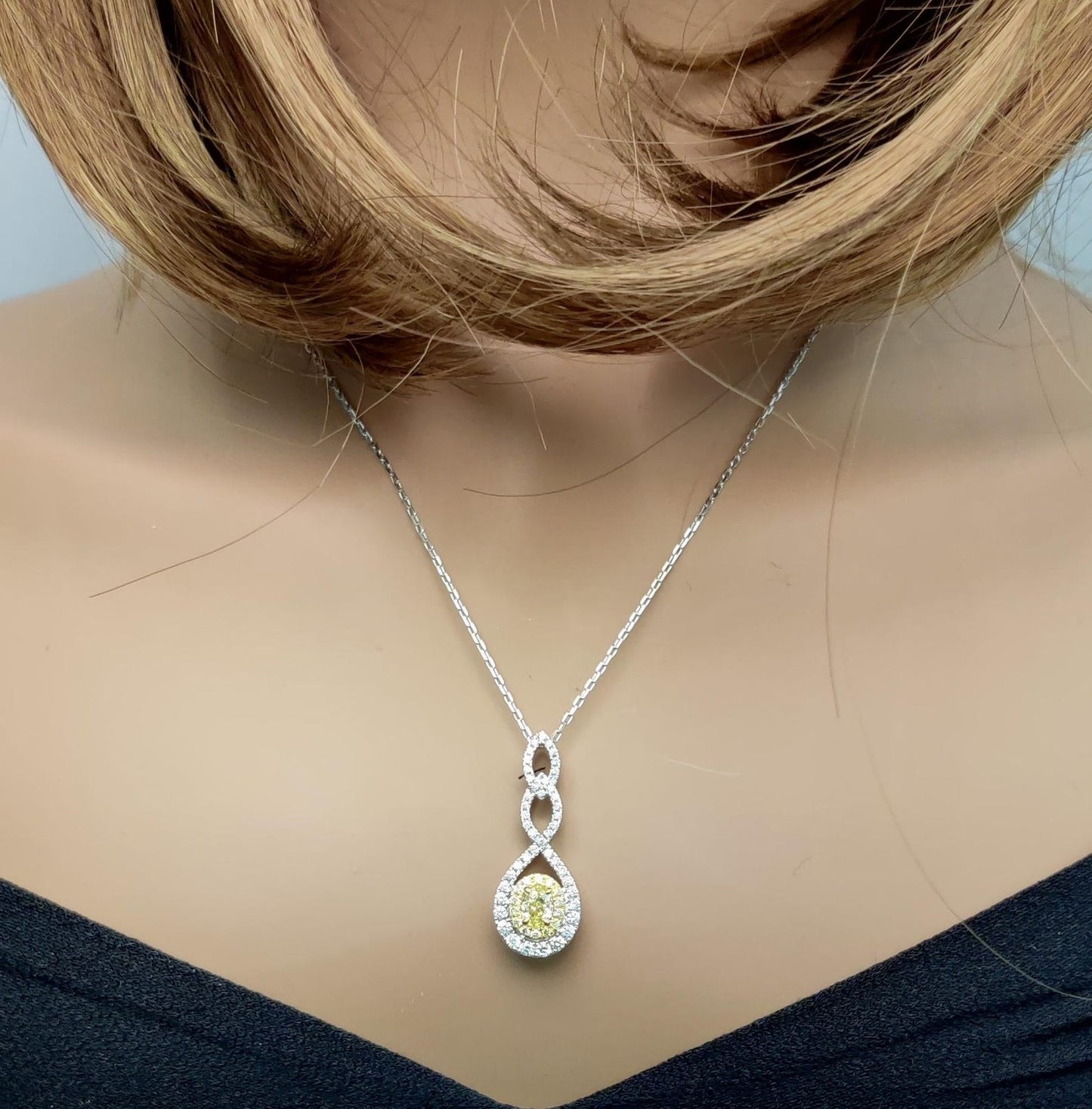 1.30TCW Intense Yellow Oval Cut Lab Grown Diamond Drop Halo beautiful pendant