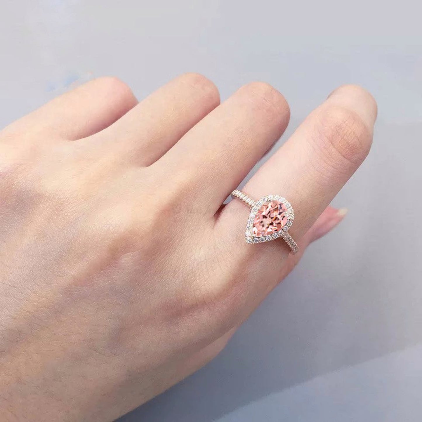 1.95 Carat Pear Fancy Intense Pink Lab Grown Diamond Halo Engagement Ring