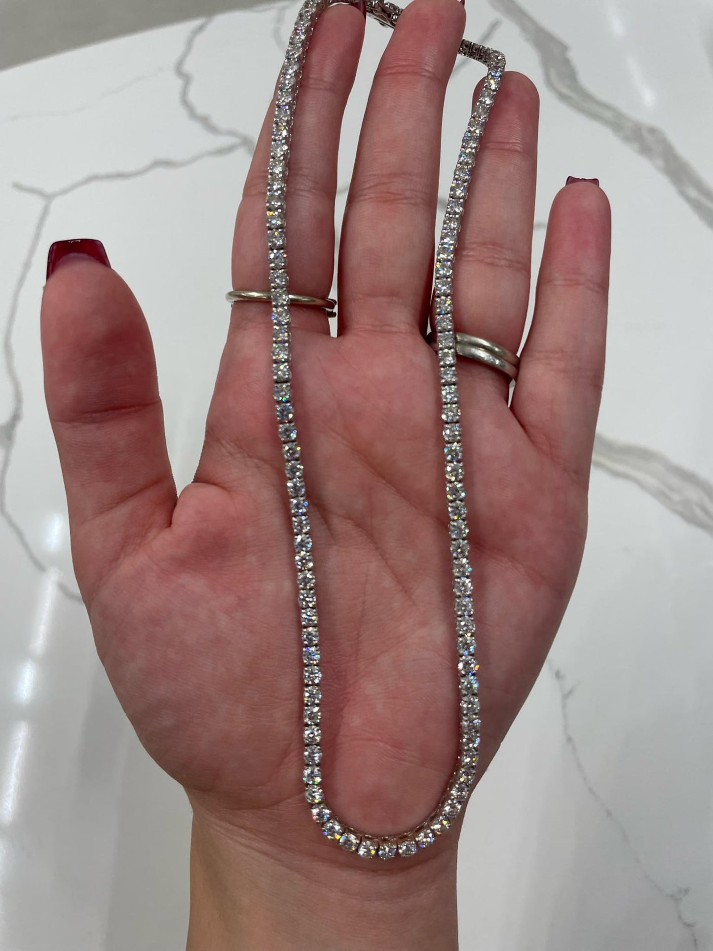 14kt gold Round Cut Moissanite diamond full set tennis necklace on chain Anniversary Gift