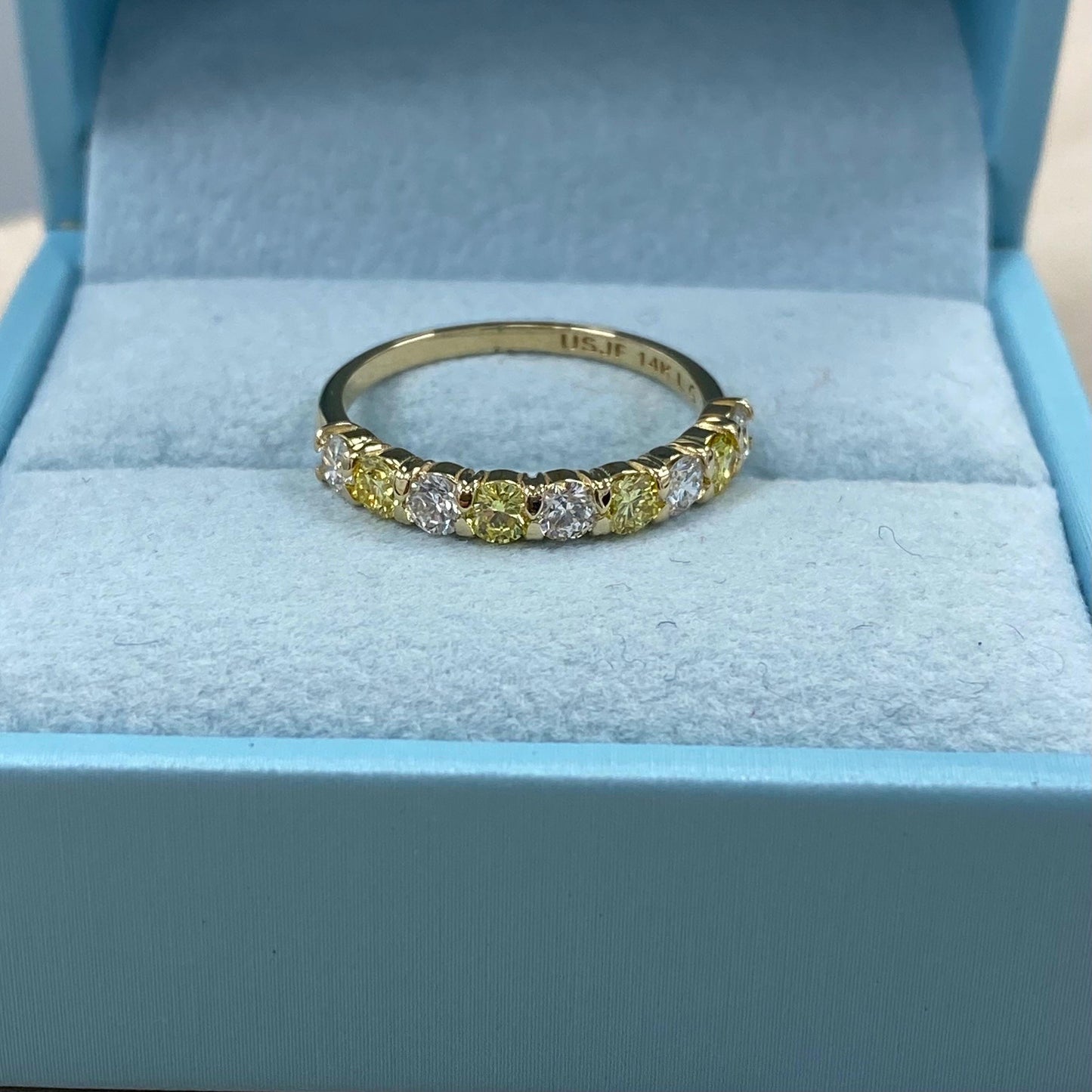 1Ct Yellow & White Round Cut Lab Grown Diamond Stacking Anniversary Wedding Band