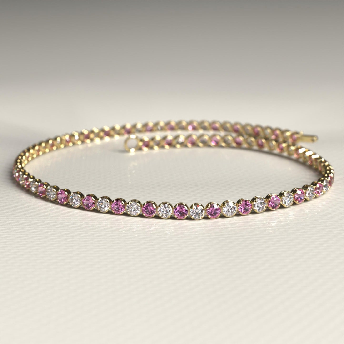 2.00 mm Intense Pink & White Lab Grown Diamond Alternate luxurious Tennis Bracelet
