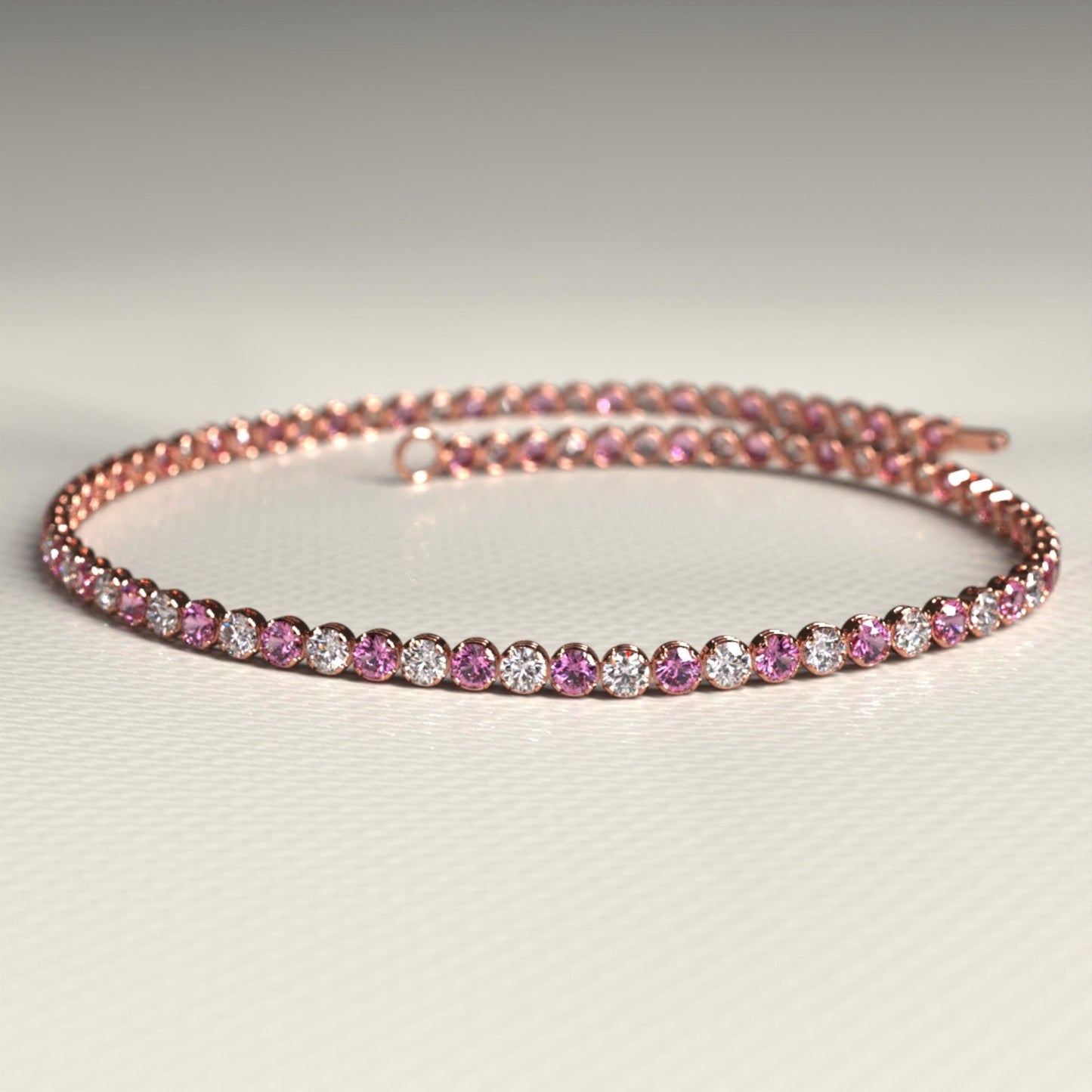 2.00 mm Intense Pink & White Lab Grown Diamond Alternate luxurious Tennis Bracelet