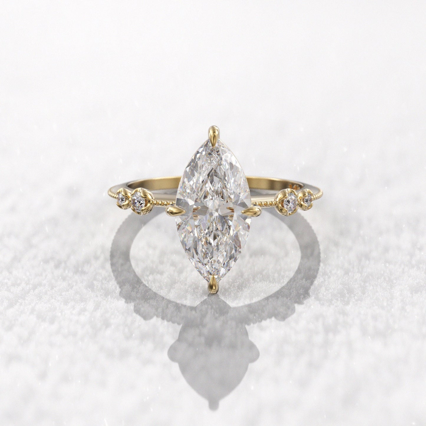 2.10 CT Marquise Cut Lab Grown diamond Three Stone Engagement Ring