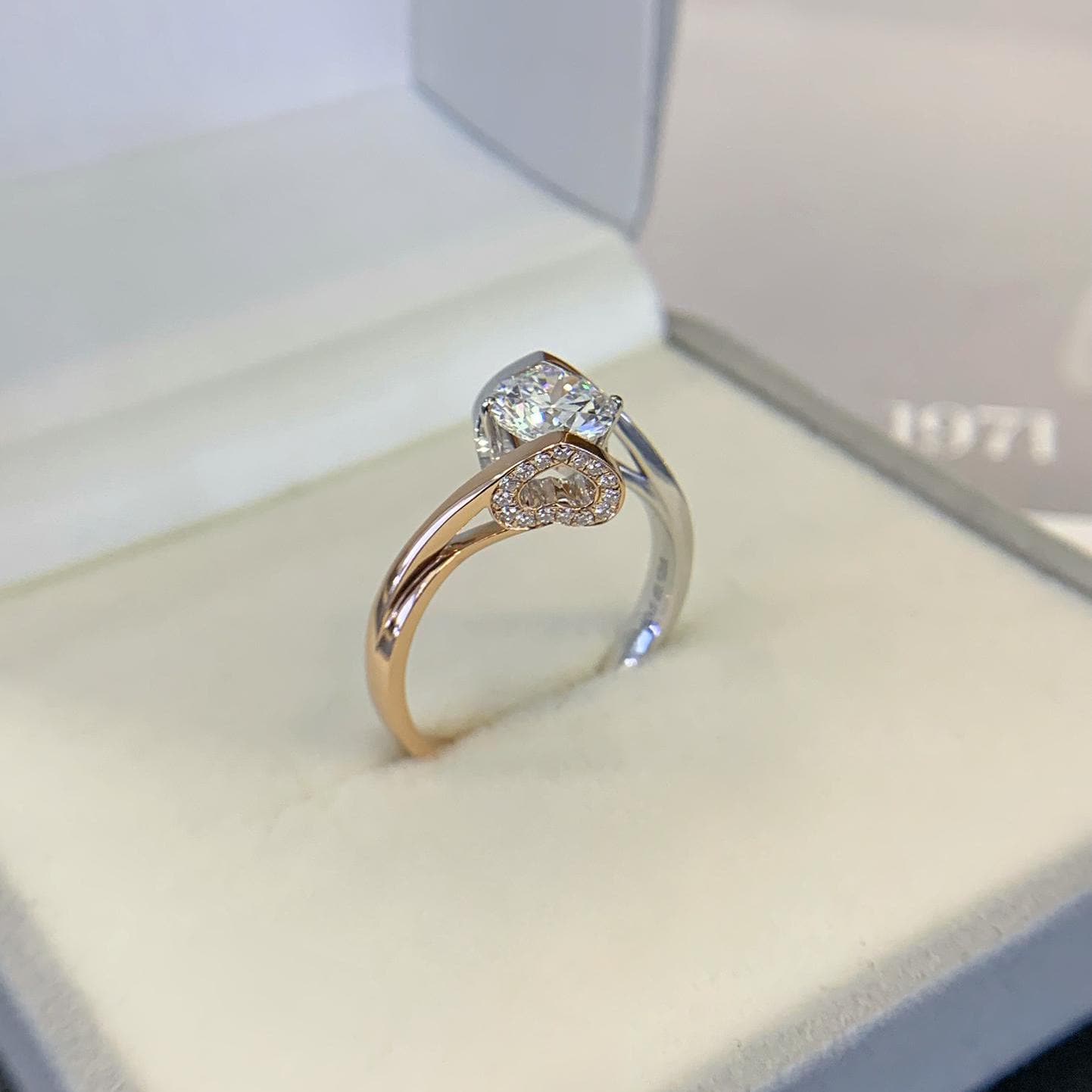 2.20CT Round Moissanite Diamond Unique Design With Bypass Band Two Tone Engagement Ring