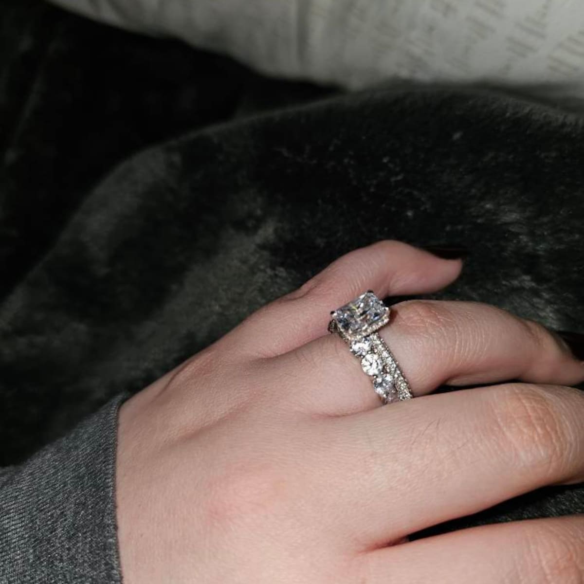 2.35 Ct Princess Cut Moissanite Diamond Bridal Set Luxury Wedding Engagement Ring