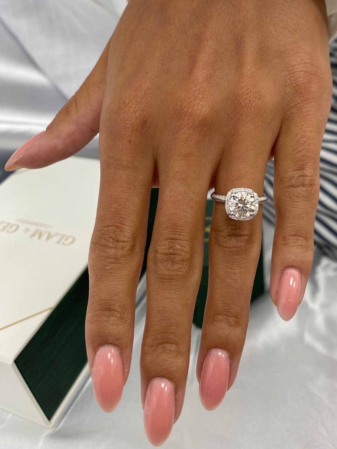 2.44 CT Round Cut Moissanite Diamond Pave Set Vintage Style Engagement Ring