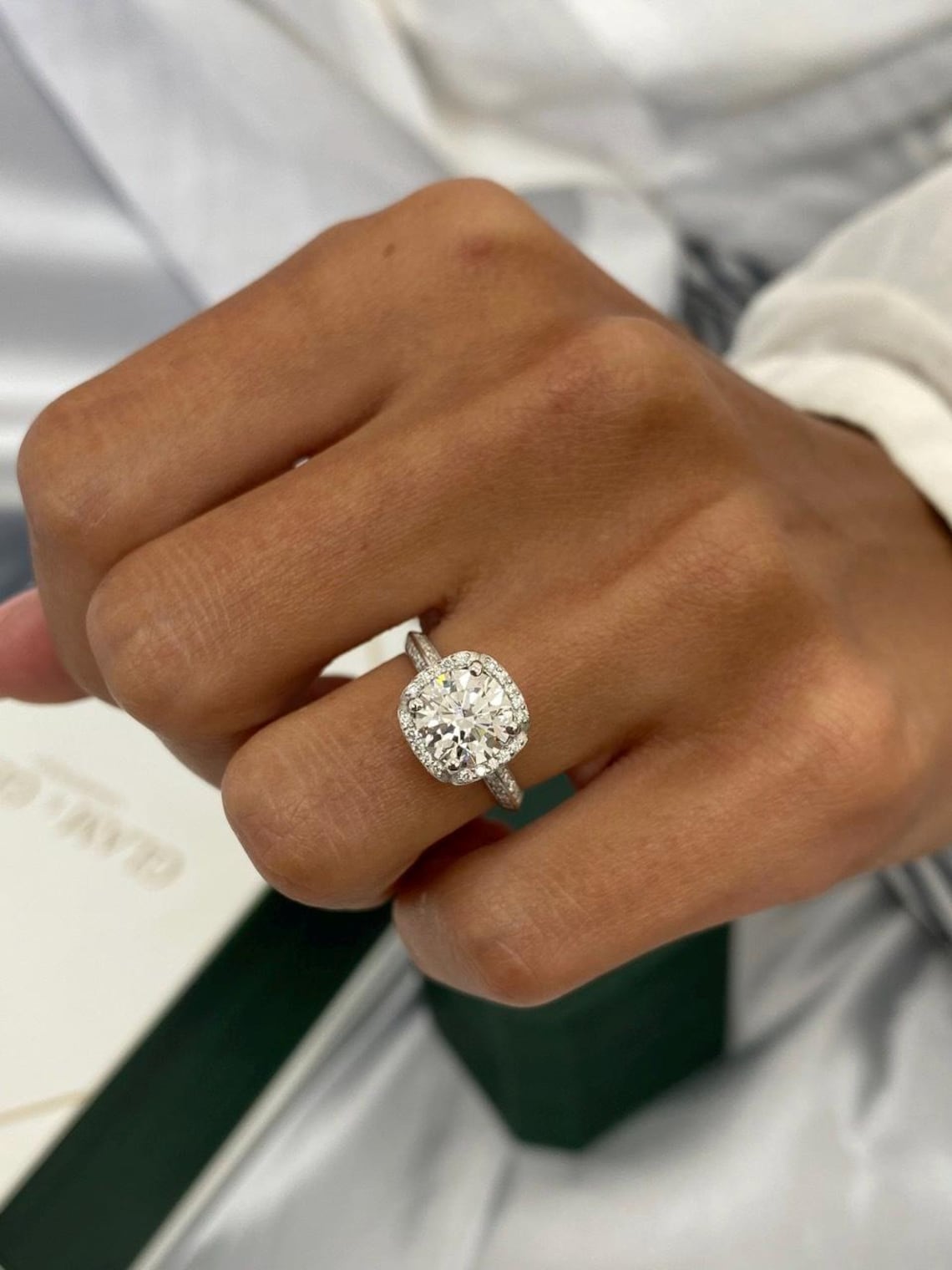 2.44 CT Round Cut Moissanite Diamond Pave Set Vintage Style Engagement Ring