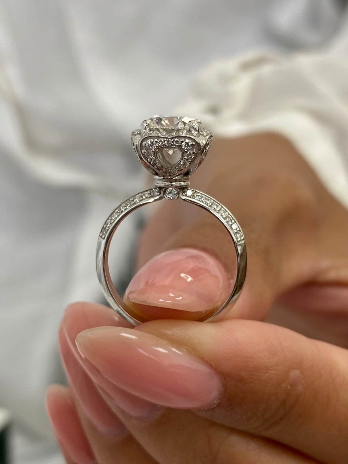 2.44 CT Round Cut Lab Grown Diamond Pave Set Vintage Style Engagement Ring