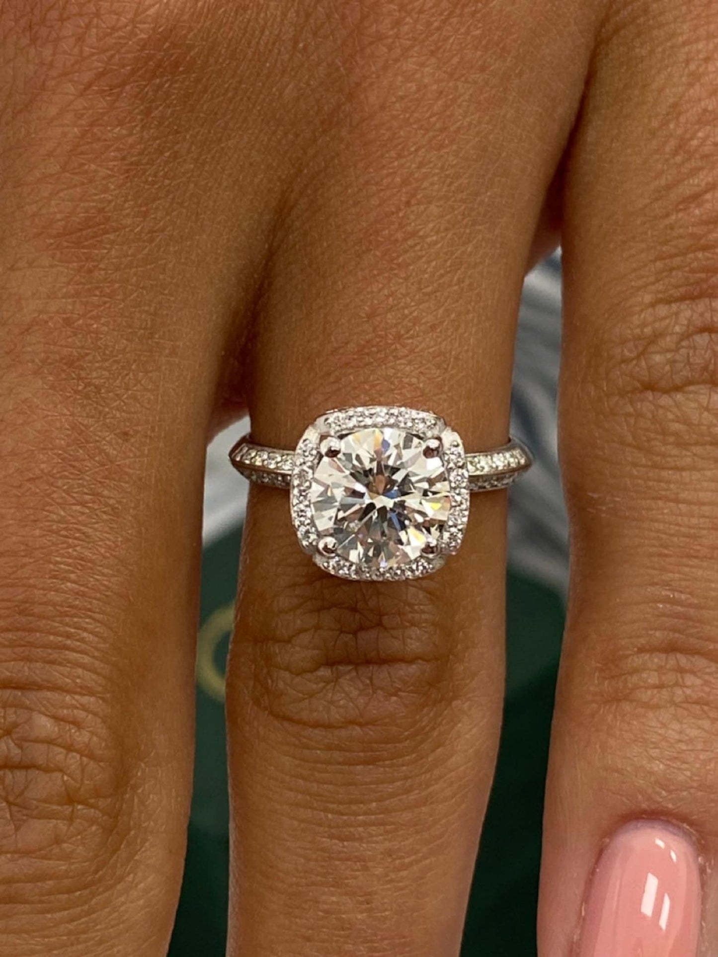 2.44 CT Round Cut Lab Grown Diamond Pave Set Vintage Style Engagement Ring