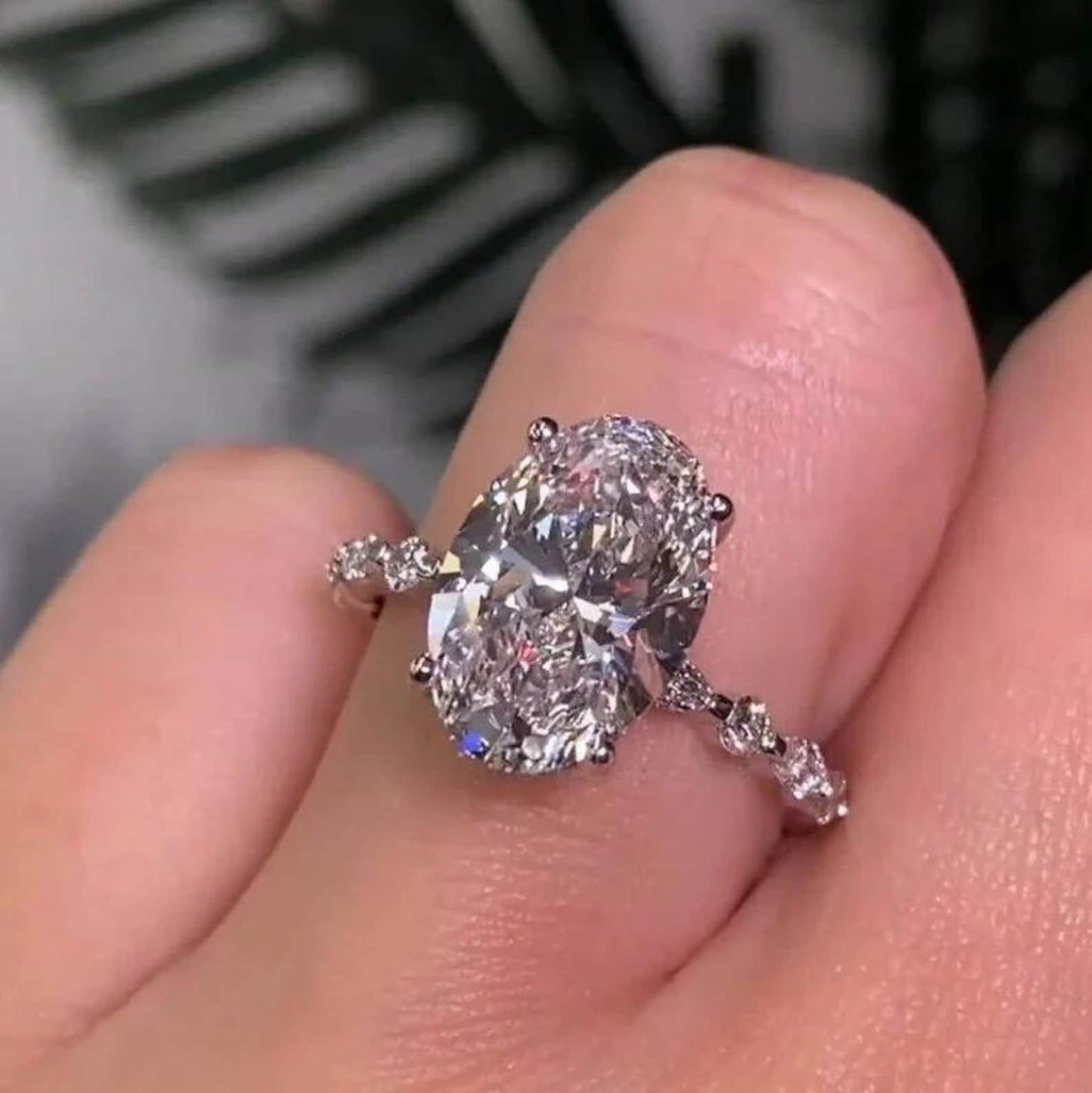 2.95 CT Center Oval Cut Moissanite Diamond Marquise Band comfort Engagement Ring