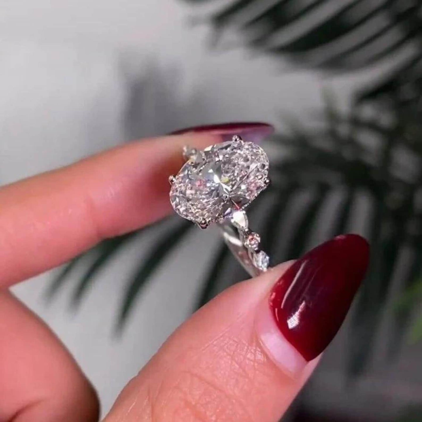 2.95 CT Center Oval Cut Moissanite Diamond Marquise Band comfort Engagement Ring