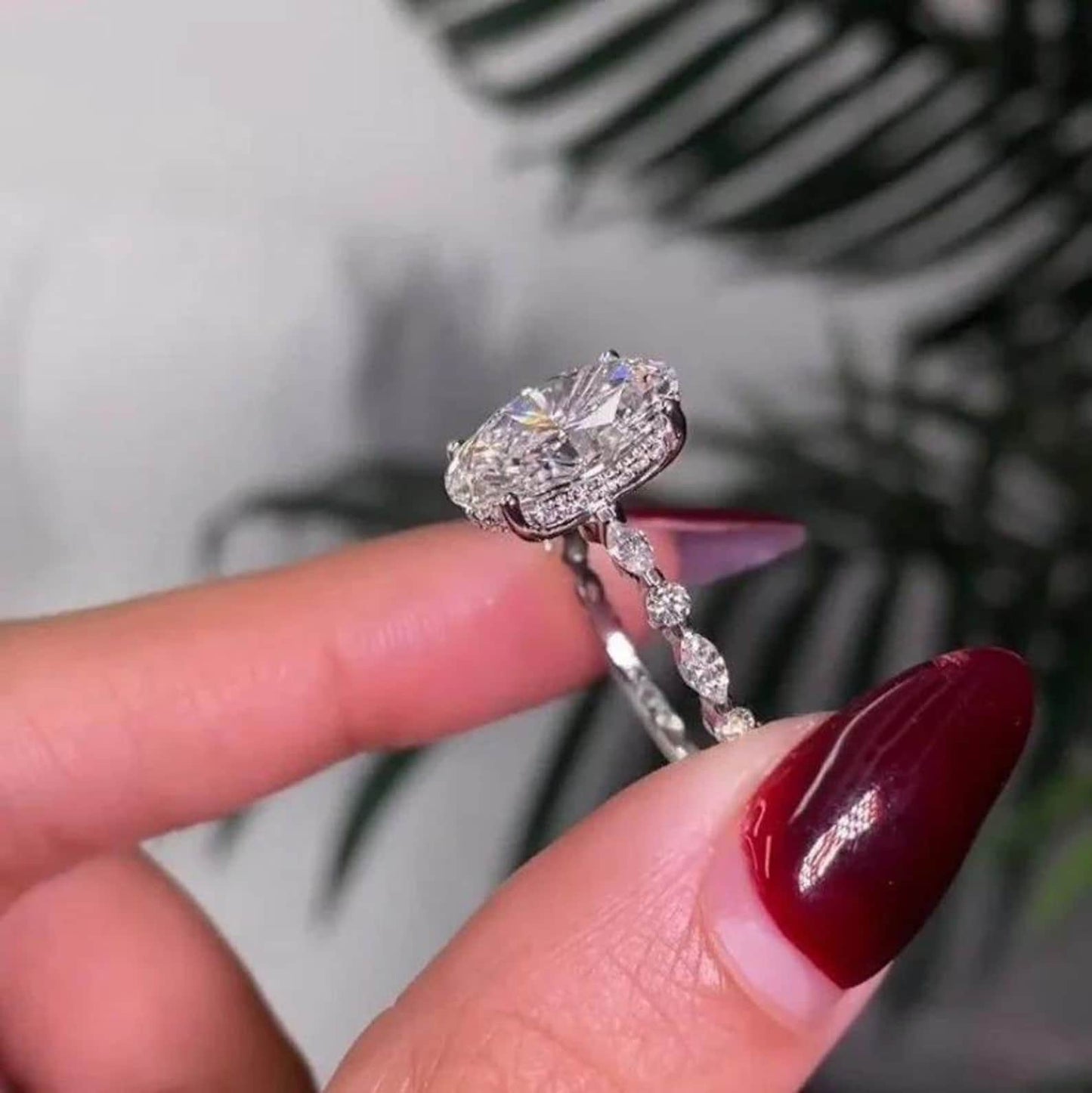 2.95 CT Center Oval Cut Moissanite Diamond Marquise Band comfort Engagement Ring