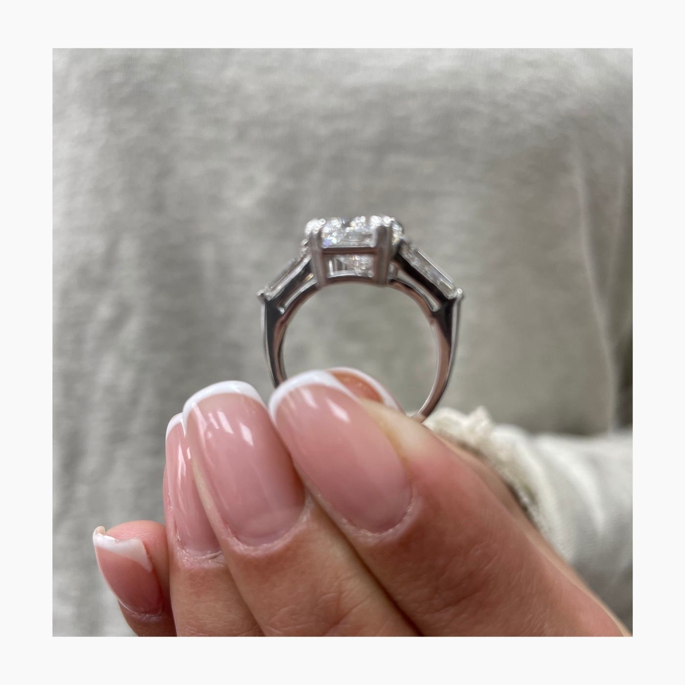 3.30 CT Cushion Cut Moissanite Diamond Three Stone 6 prongs Engagement Ring
