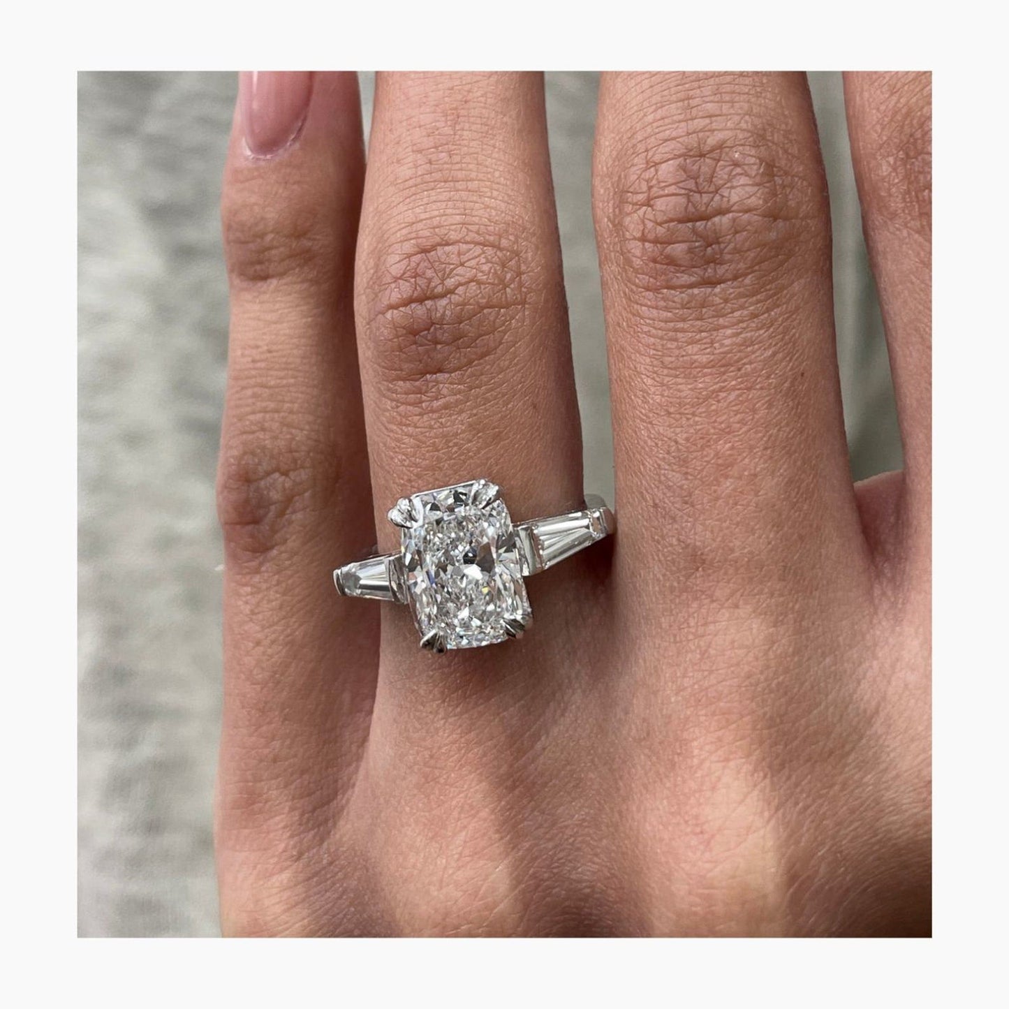 3.30 CT Cushion Cut Moissanite Diamond Three Stone 6 prongs Engagement Ring