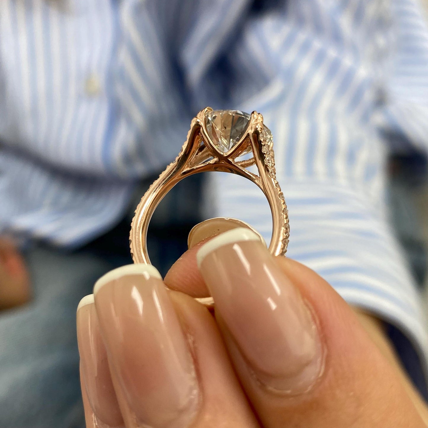 3.45 Ct Moissanite Round Cut Diamond Split Shank Engagement Ring Solid 14kt Gold Ring