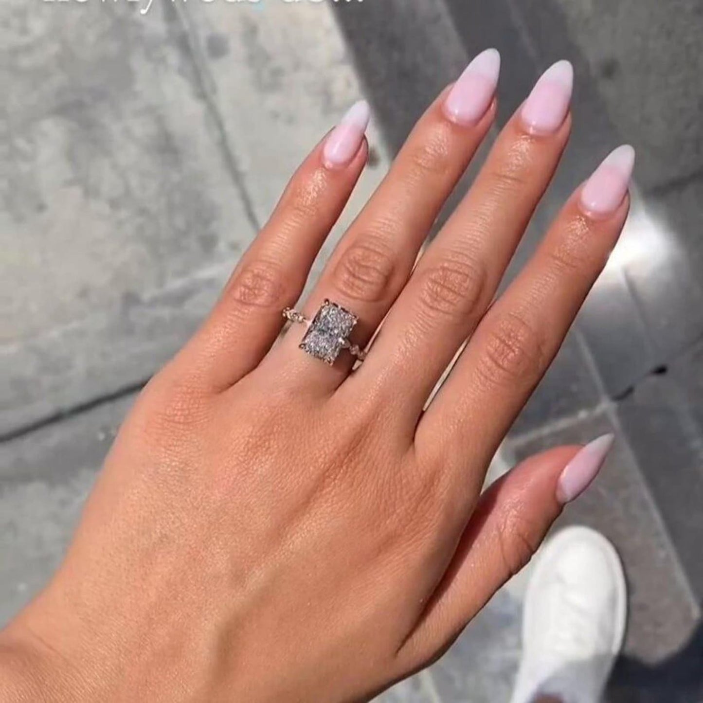 3.45CT Radiant Cut Hidden Halo With Marquise Moissanite Diamond Engagement Ring