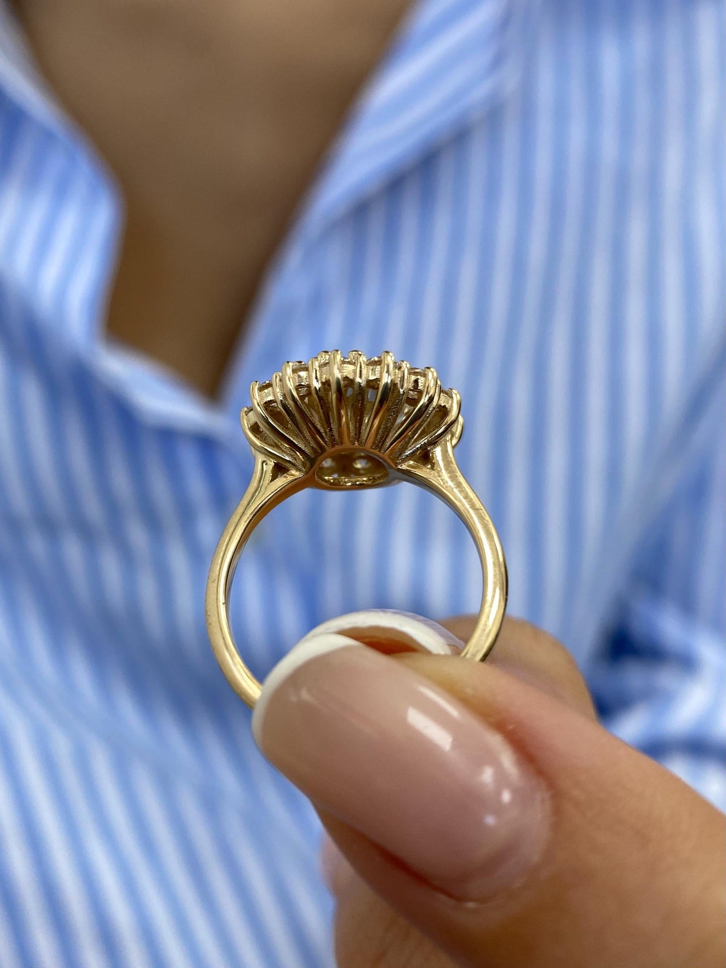 3.4 CT Round Cut Moissanite Diamond Halo Set Engagement Ring 14kt Gold Flower Ring