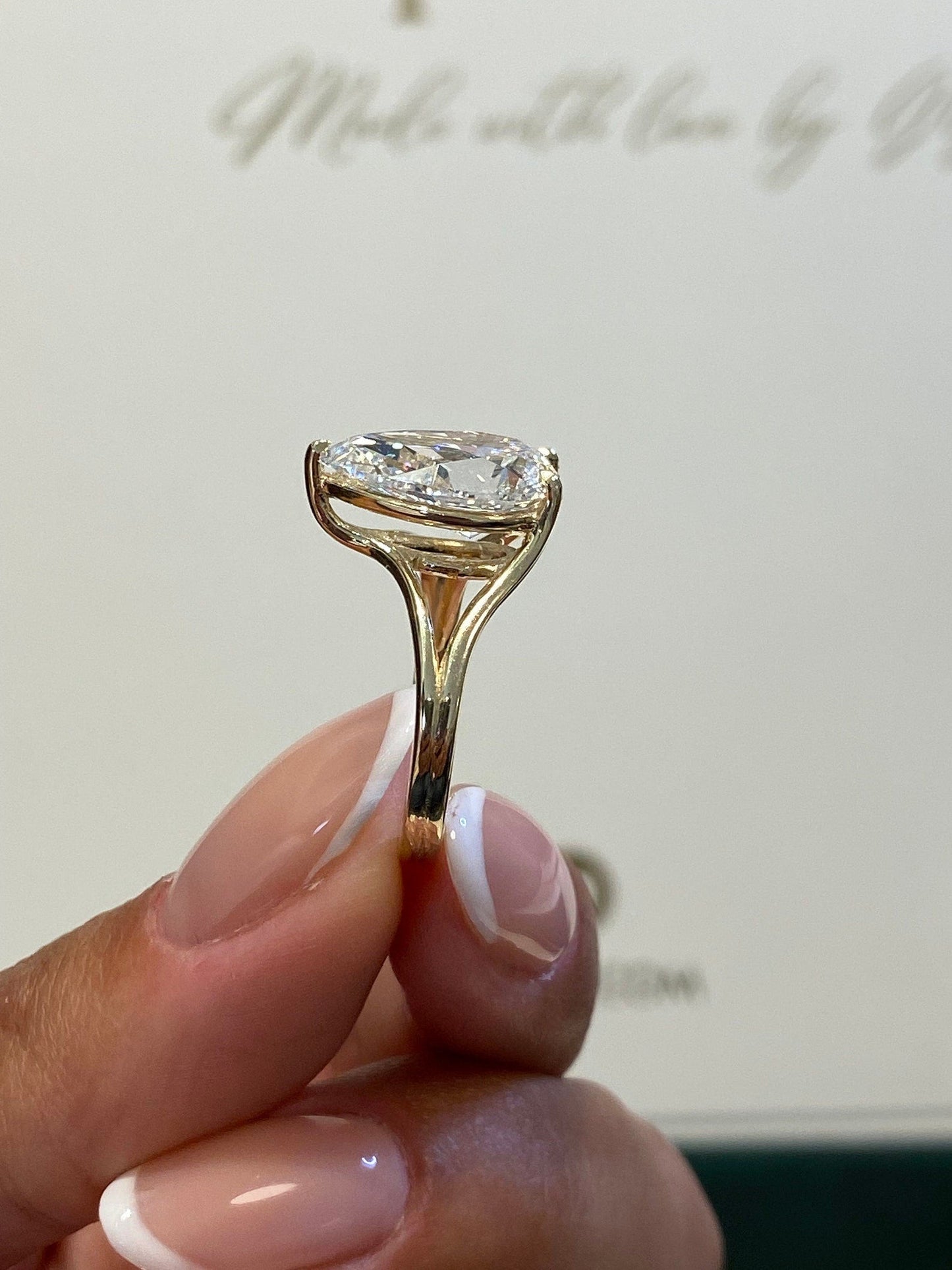 3 Ct Pear Cut Gigantic Moissanite Diamond Solitaire Proposal Engagement Ring