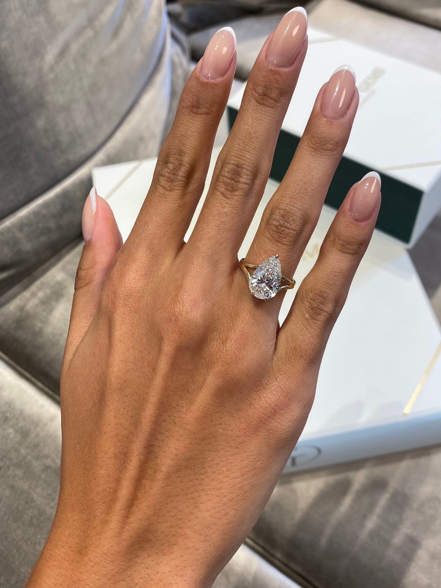 3 Ct Pear Cut Gigantic Moissanite Diamond Solitaire Proposal Engagement Ring