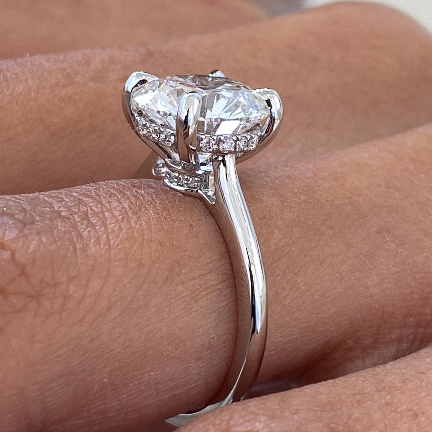 4.35 CT Round Cut Moissanite Diamond Hidden Halo Engagement Diamond Proposal Ring