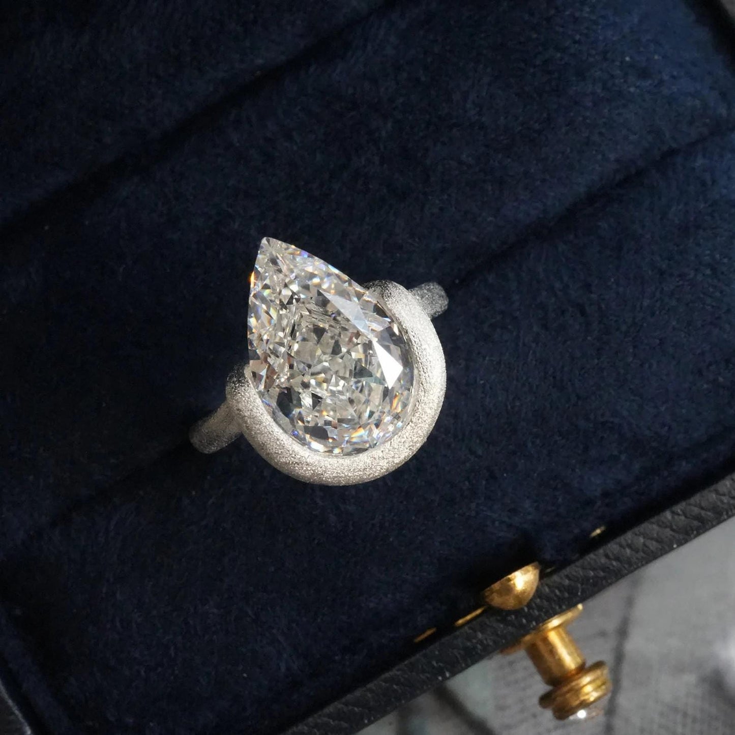 4CT Pear Cut Moissanite Unique Handmade Engagement Ring Anniversary Gift For Woman