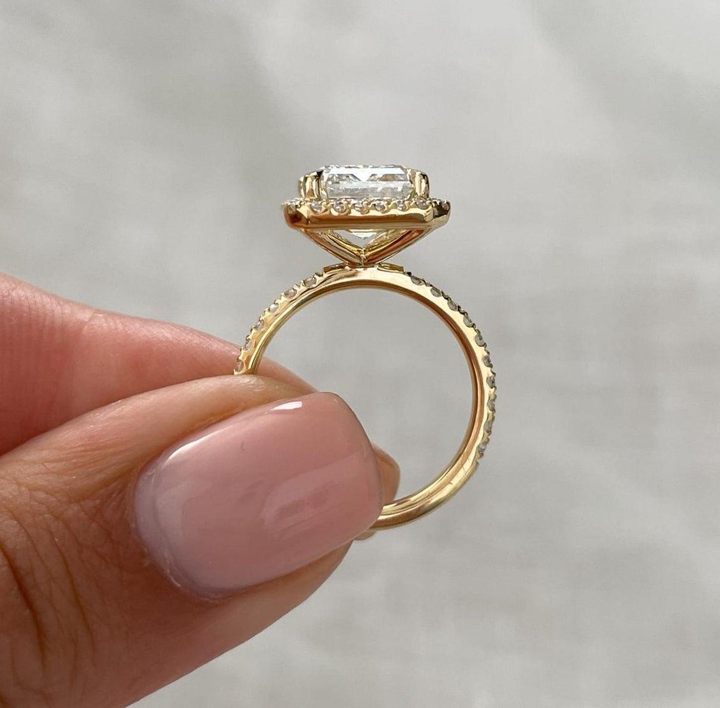 5.30CT Radiant Cut Moissanite Diamond Halo Pave Set forever promise Engagement Ring