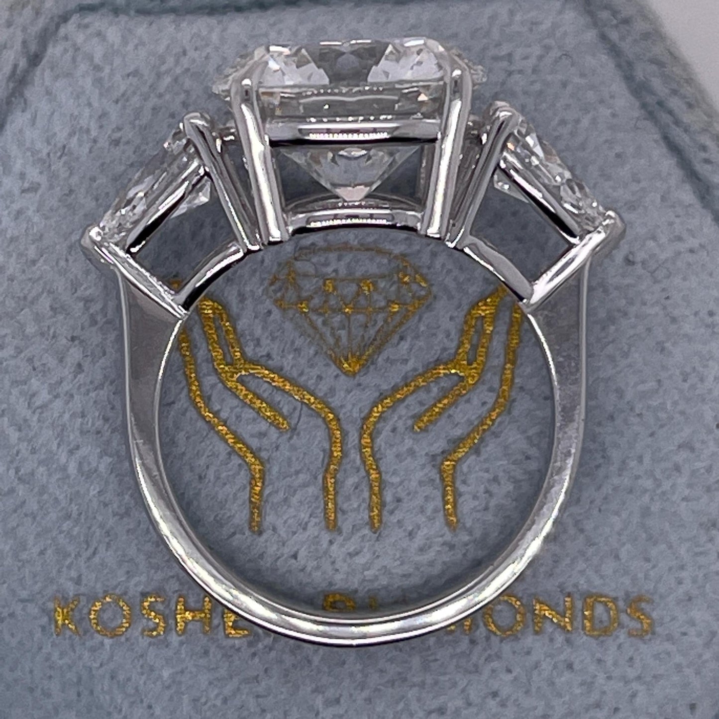 5 CT Round Cut Moissanite Diamond Side Pear Three Stone Solitaire Engagement Ring