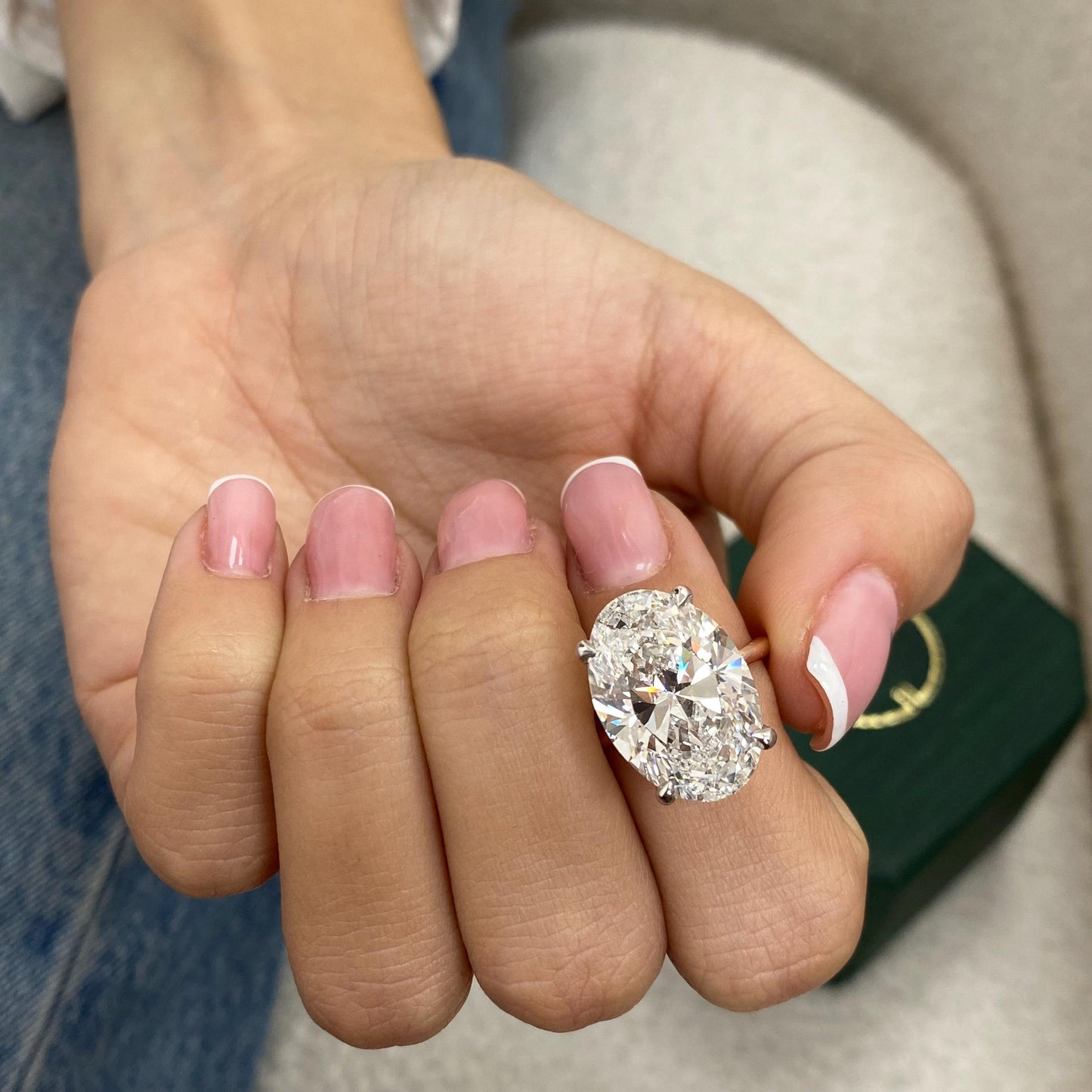 5 Carat Oval Cut Lab Grown Diamond Engagement Ring14k Rose Gold Promise Ring