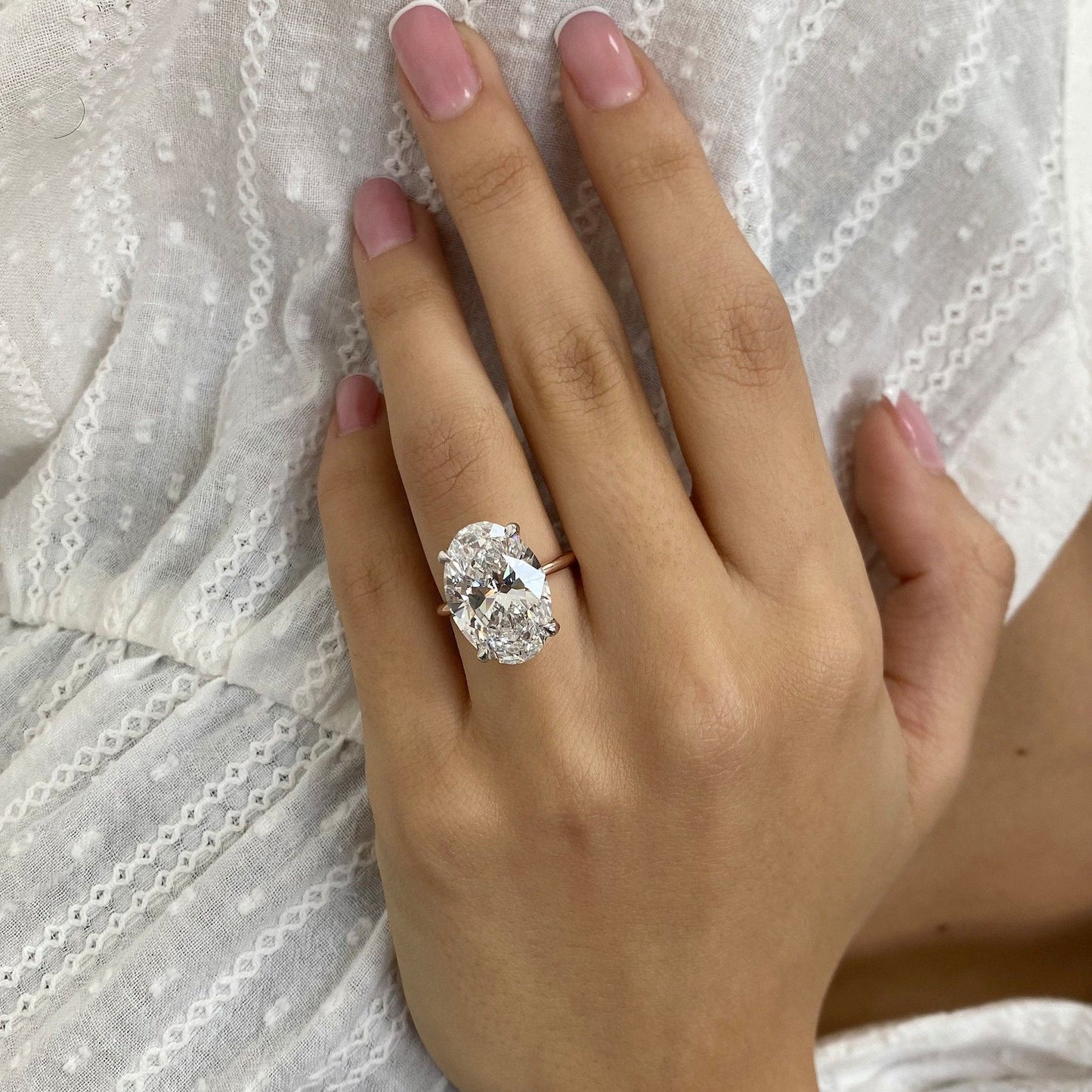 5 Carat Oval Cut Moissanite Diamond Engagement Ring 14k Rose Gold Promise Ring