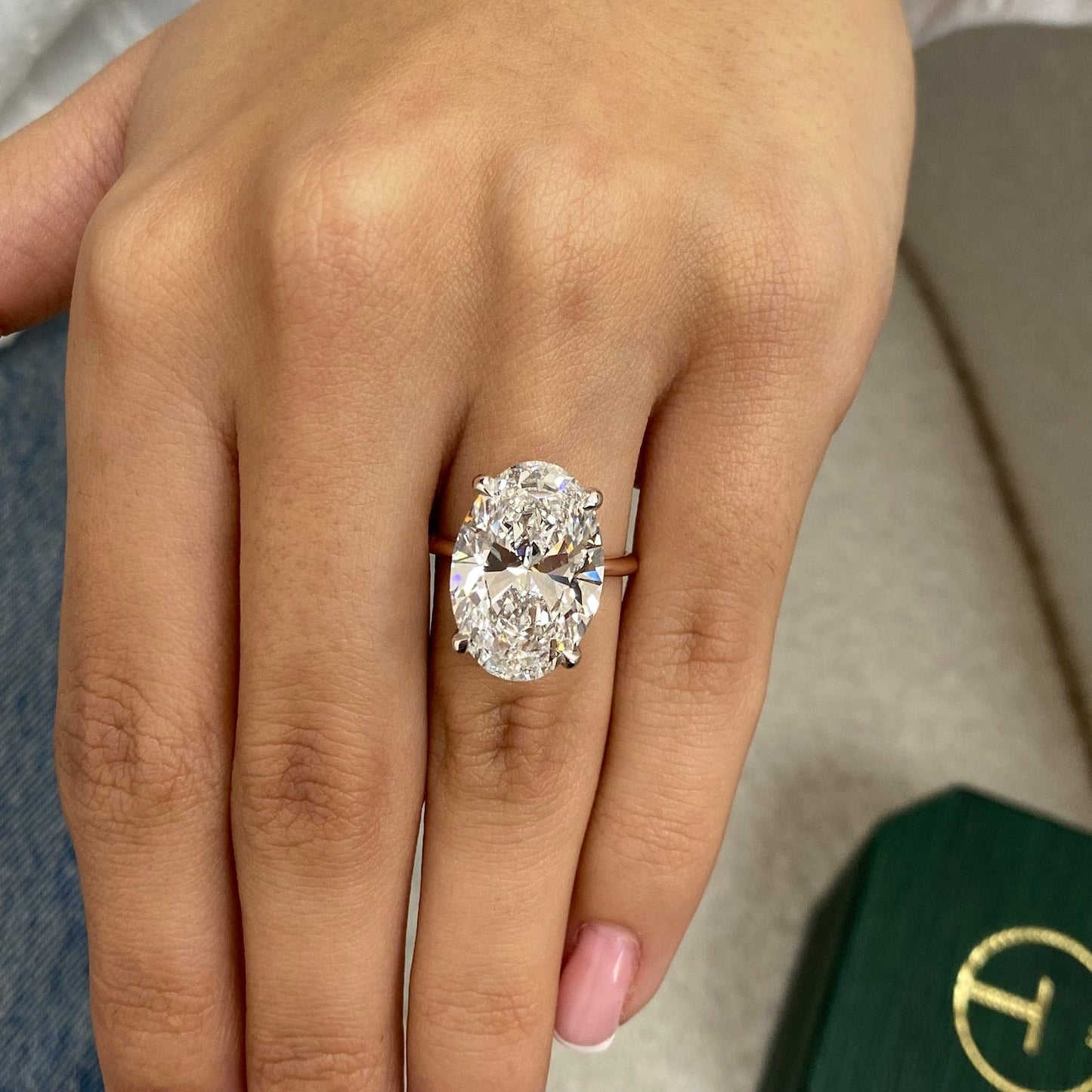 5 Carat Oval Cut Moissanite Diamond Engagement Ring 14k Rose Gold Promise Ring