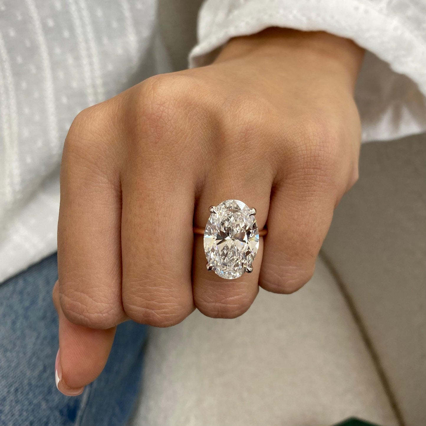 5 Carat Oval Cut Moissanite Diamond Engagement Ring 14k Rose Gold Promise Ring