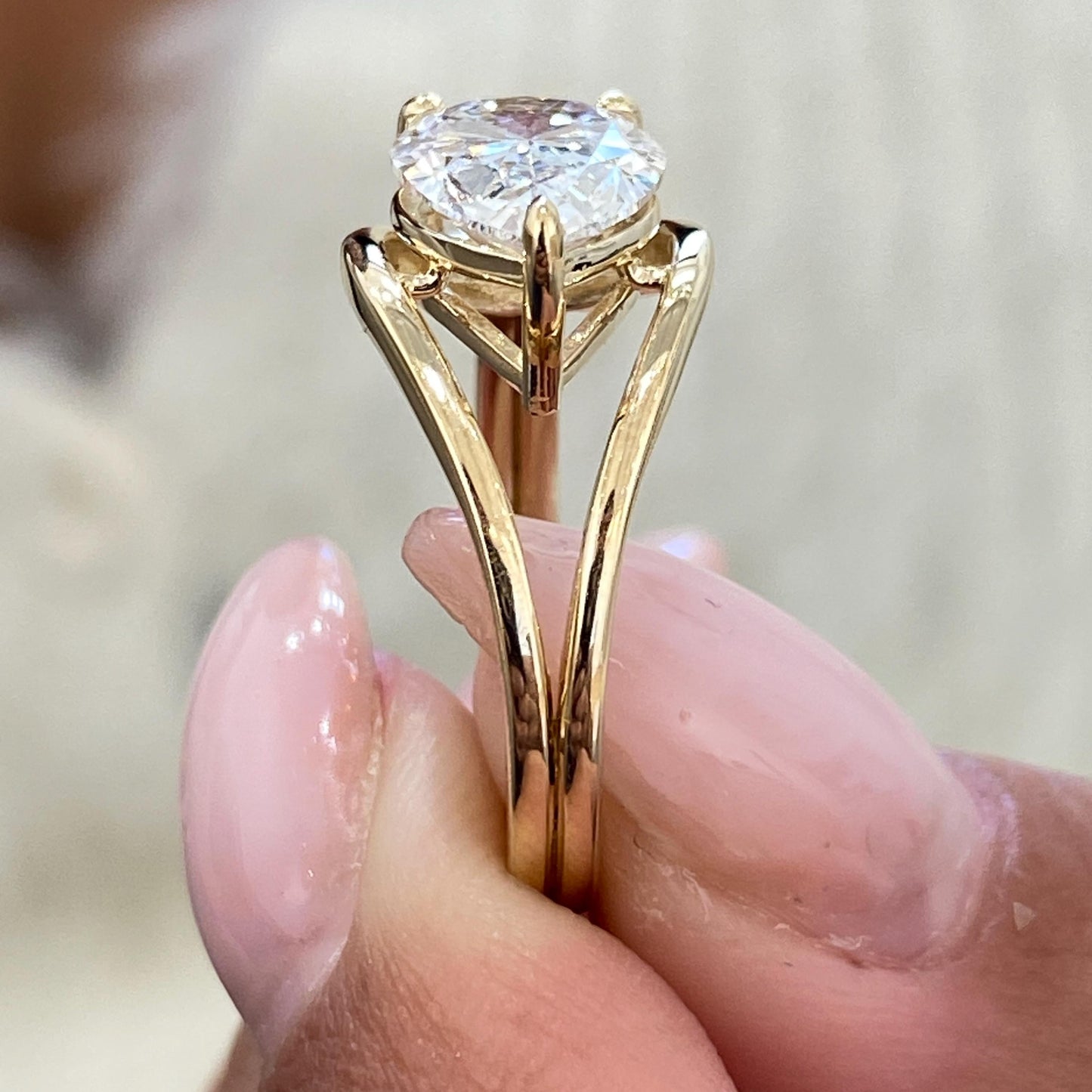 5 Ct Pear Cut Moissanite Split Shank Solitaire Diamond Engagement Ring