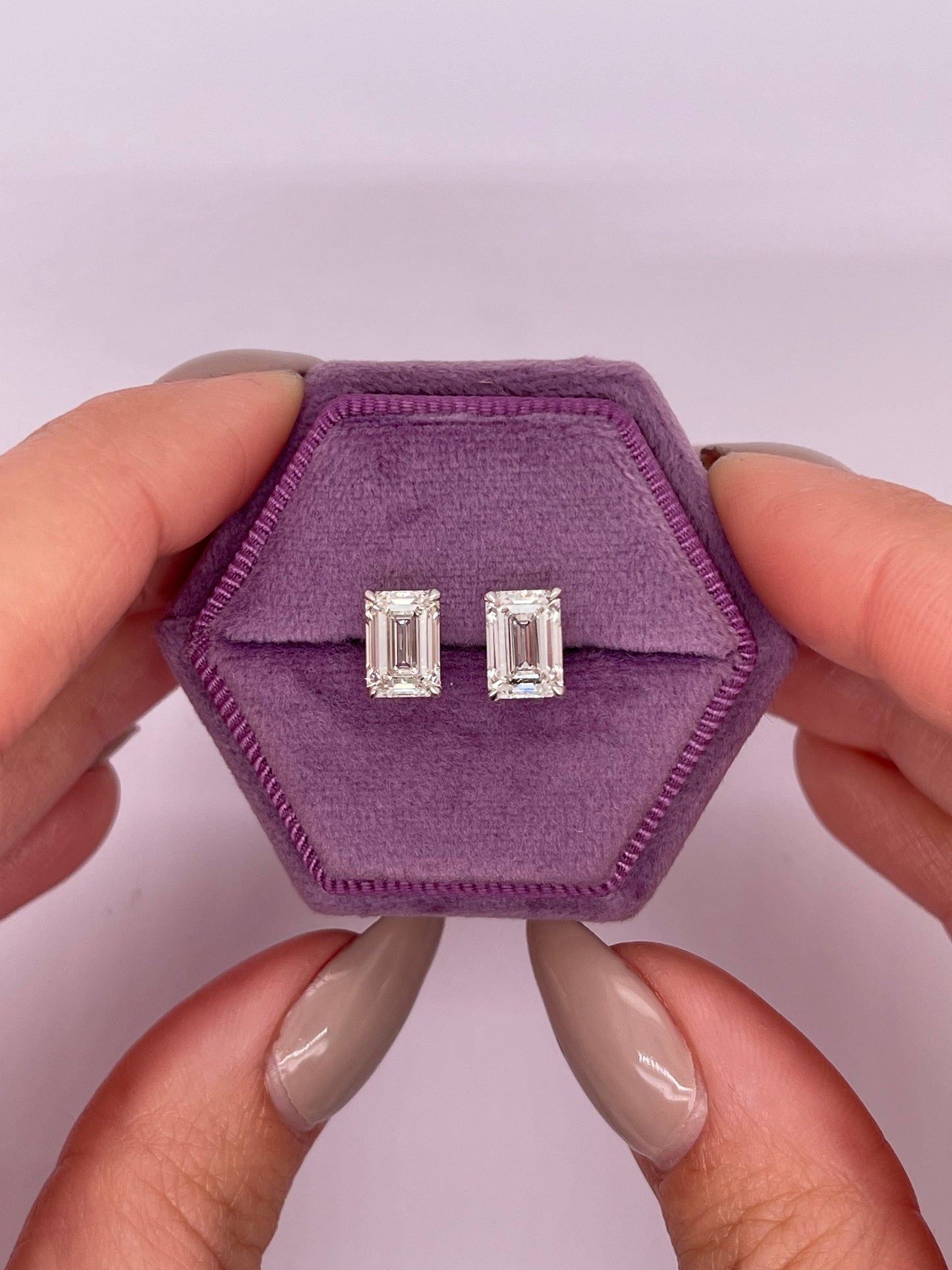Certified 3.00 Ct E VVS2 Emerald Cut Lab Grown 14k Stud Push back Earrings