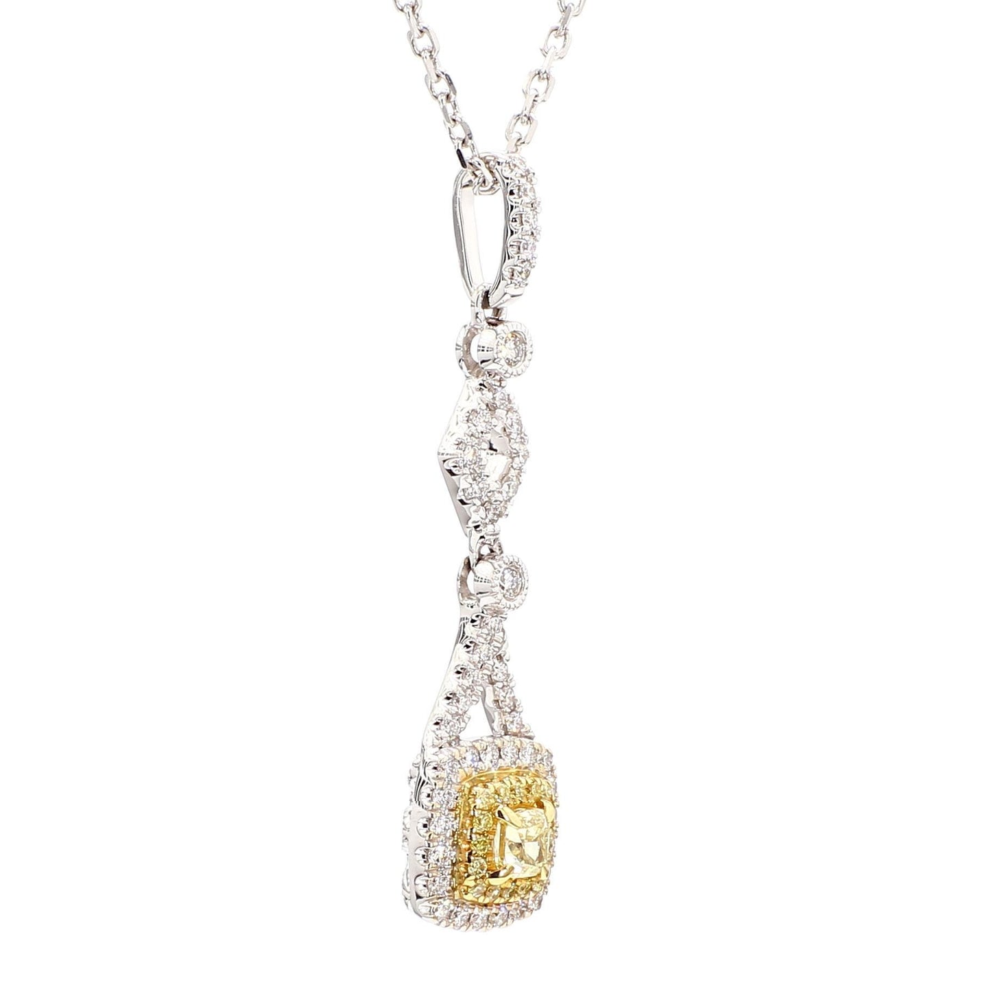 Rare14K Intense Yellow Cushion Cut Lab Grown Diamond Drop Gem World's beautiful pendant