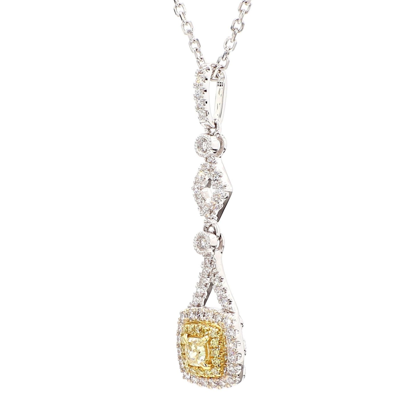 Rare14K Intense Yellow Cushion Cut Lab Grown Diamond Drop Gem World's beautiful pendant