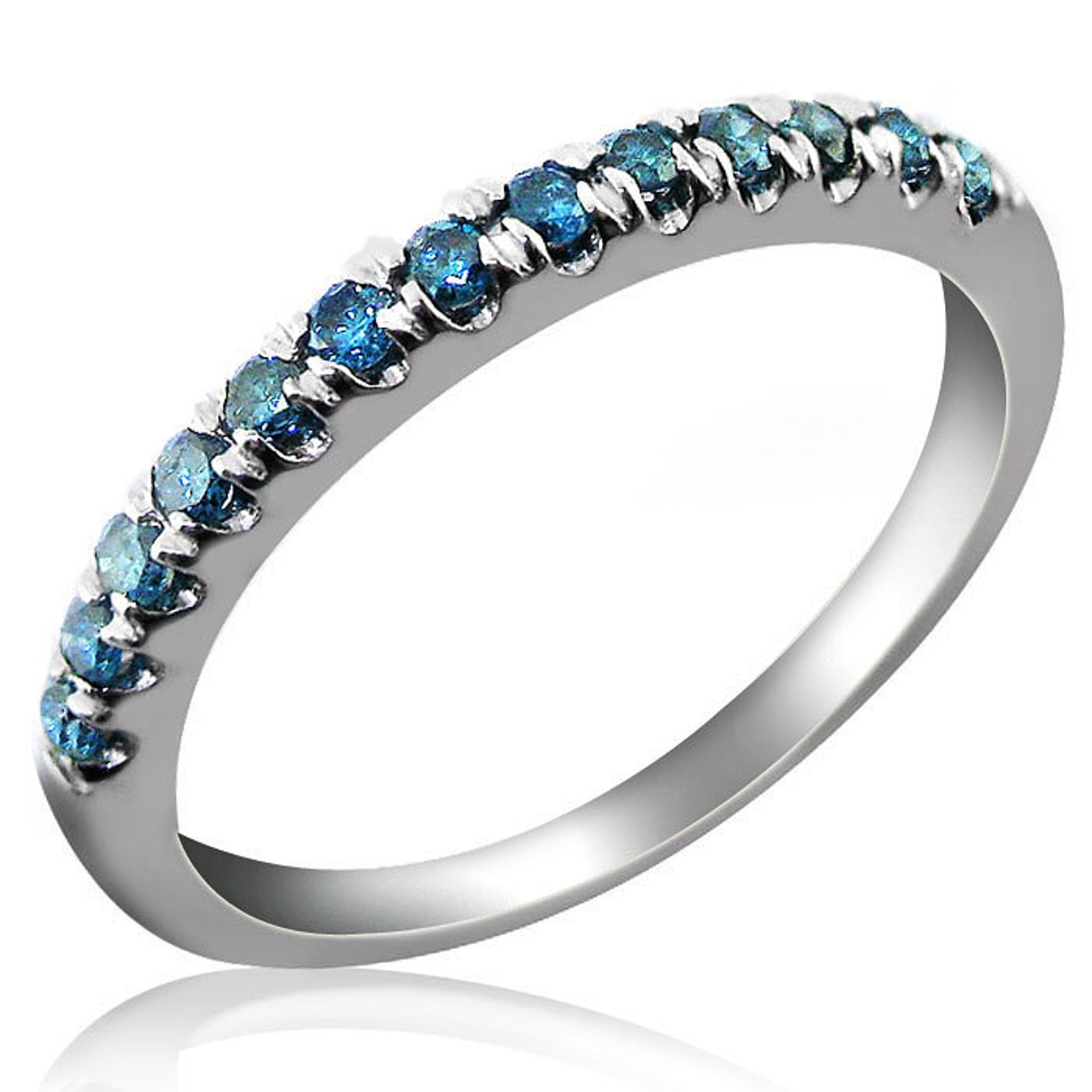 0.39Ct Fancy Blue Lab Grown Diamond Pave Set13 Stone Stacking Wedding Band