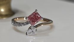 0.90CT Radiant Cut Pink Lab Grown Diamond Valentine Engagement Ring