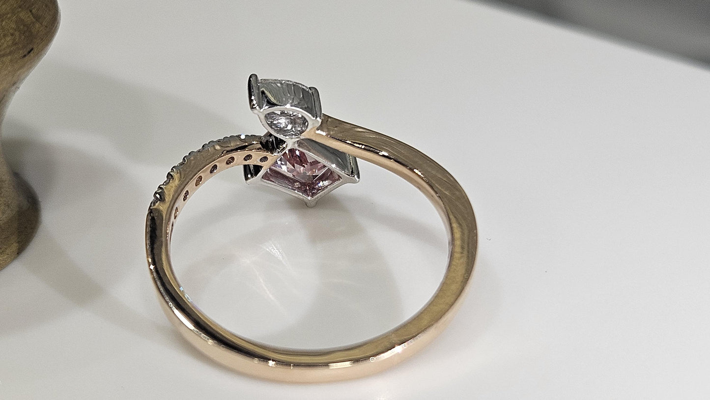 0.90CT Radiant Cut Pink Lab Grown Diamond Valentine Engagement Ring