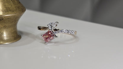 0.90CT Radiant Cut Pink Lab Grown Diamond Valentine Engagement Ring