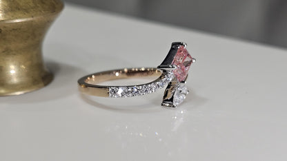 0.90CT Radiant Cut Pink Lab Grown Diamond Valentine Engagement Ring