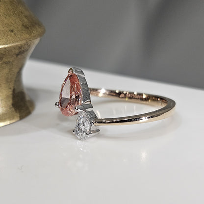 0.84 CT Pear Cut Pink Lab Grown Diamond Valentine Anniversary Engagement Ring