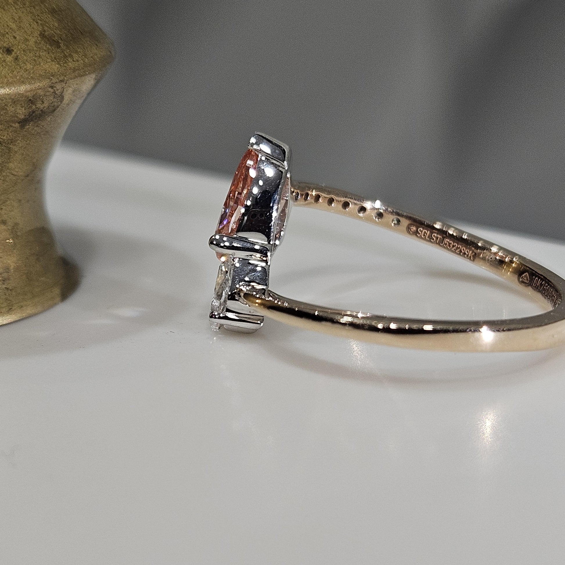 0.84 CT Pear Cut Pink Lab Grown Diamond Valentine Anniversary Engagement Ring